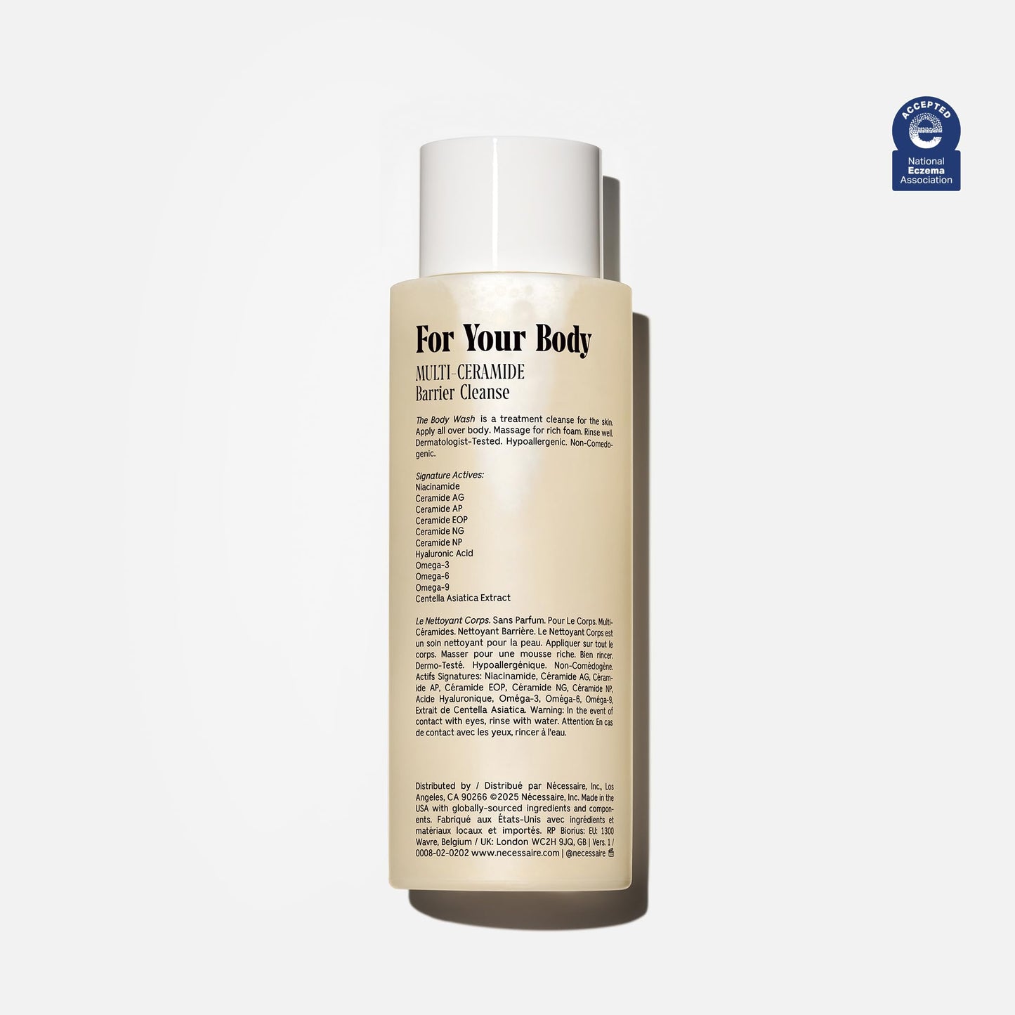 Nécessaire Fragrance-Free Body Wash – Multi-Oil Shower Gel with Niacinamide | Non-Comedogenic & Hypoallergenic | 250 ml
