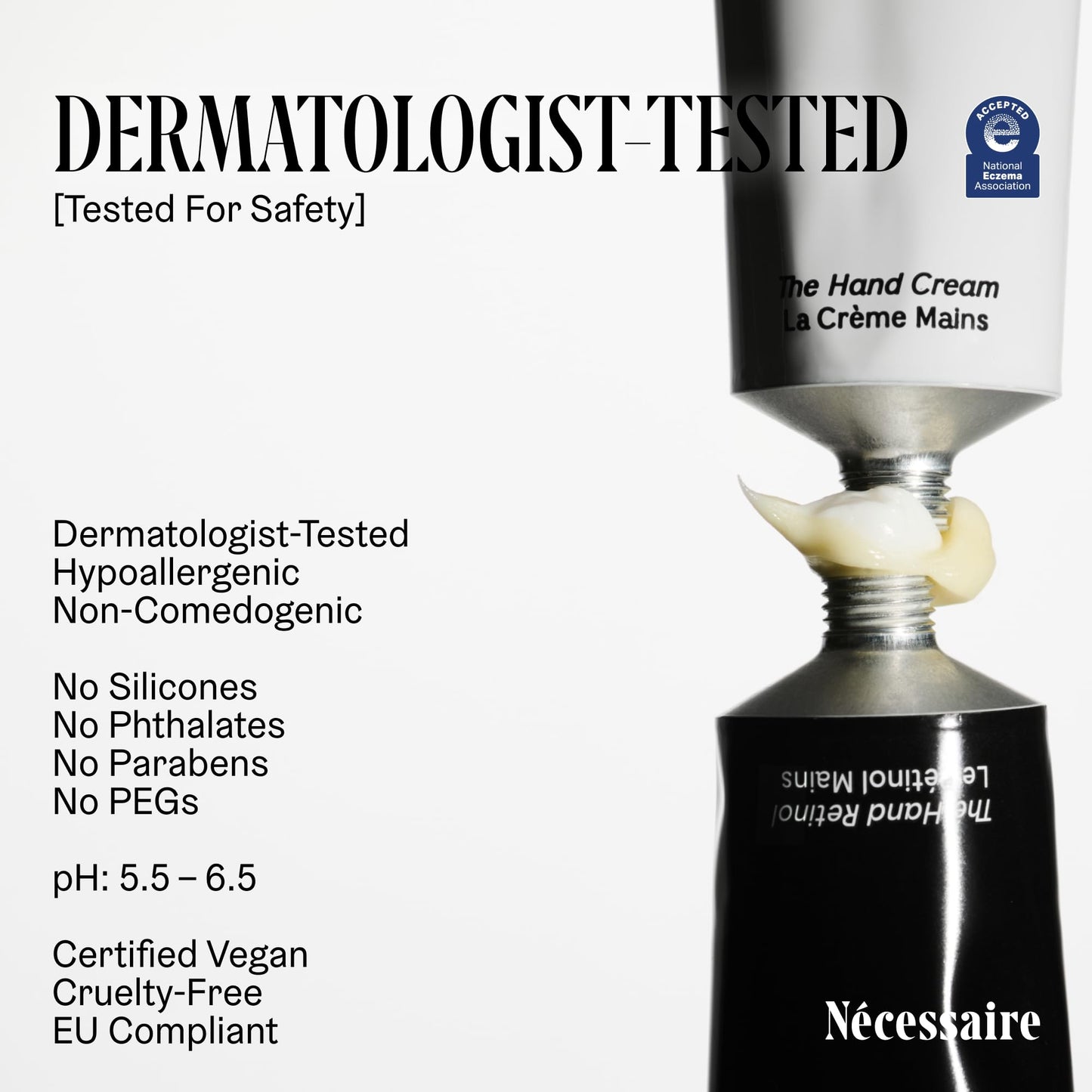 Nécessaire Hand Cream – Fragrance-Free, 5 Ceramides & Peptides, 2.2 fl oz