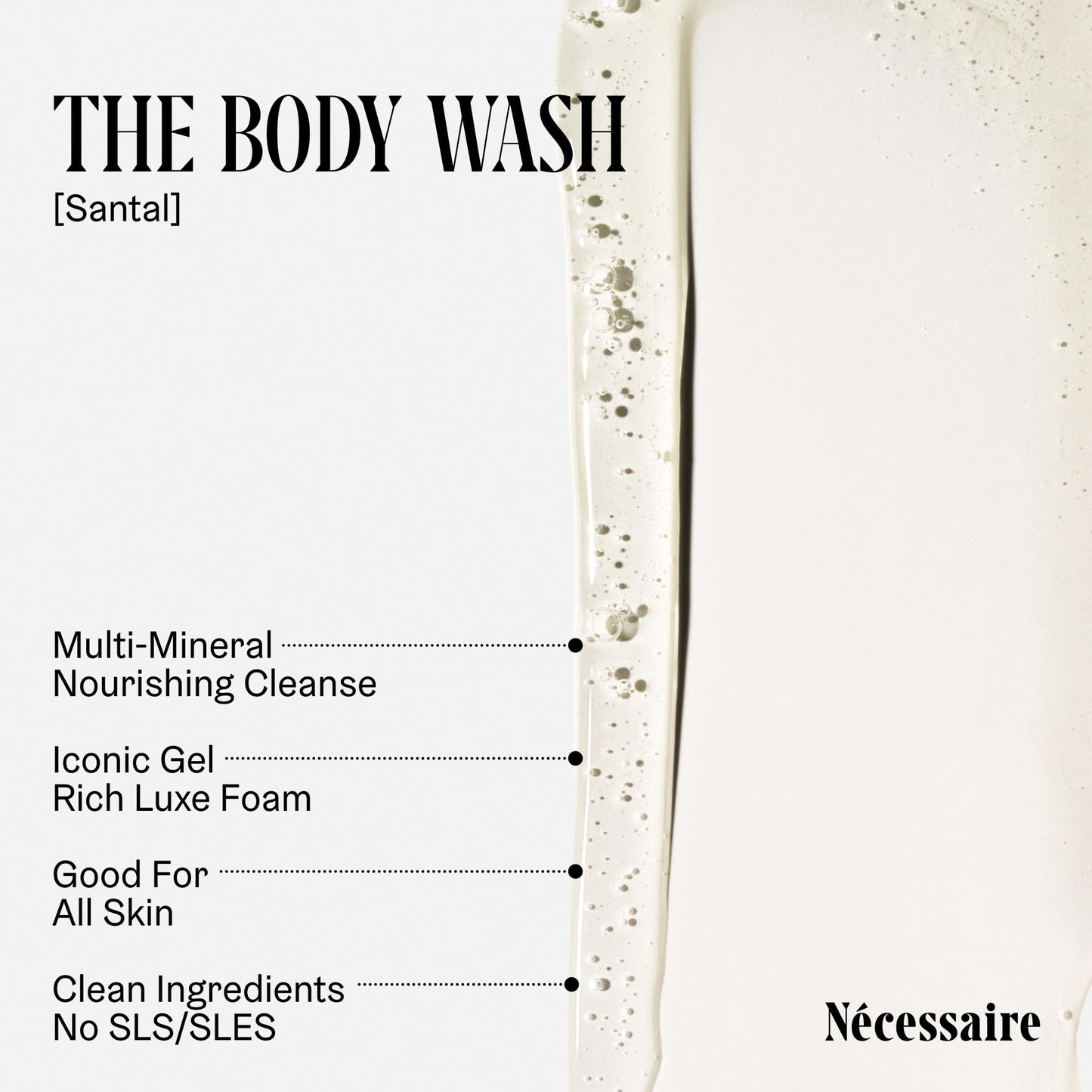 Nécessaire The Body Wash Santal – Natural Shower Gel with Epsom Salt & Minerals (3.4 oz)
