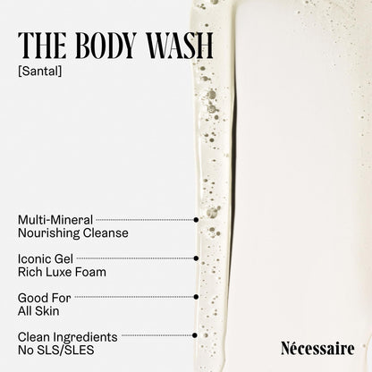 Nécessaire The Body Wash Santal – Natural Shower Gel with Epsom Salt & Minerals (3.4 oz)