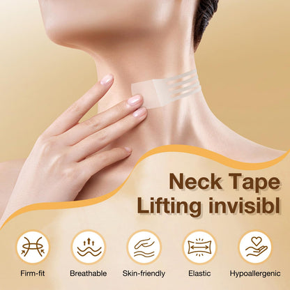 Neck Tightening Patches — Invisible Lift Tape for Firming & Wrinkle Reduction (8 Bands + 40 Replacements)