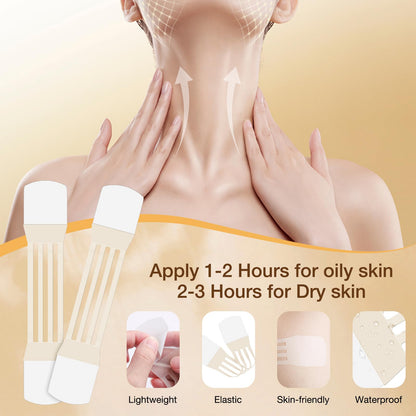 Neck Tightening Patches — Invisible Lift Tape for Firming & Wrinkle Reduction (8 Bands + 40 Replacements)