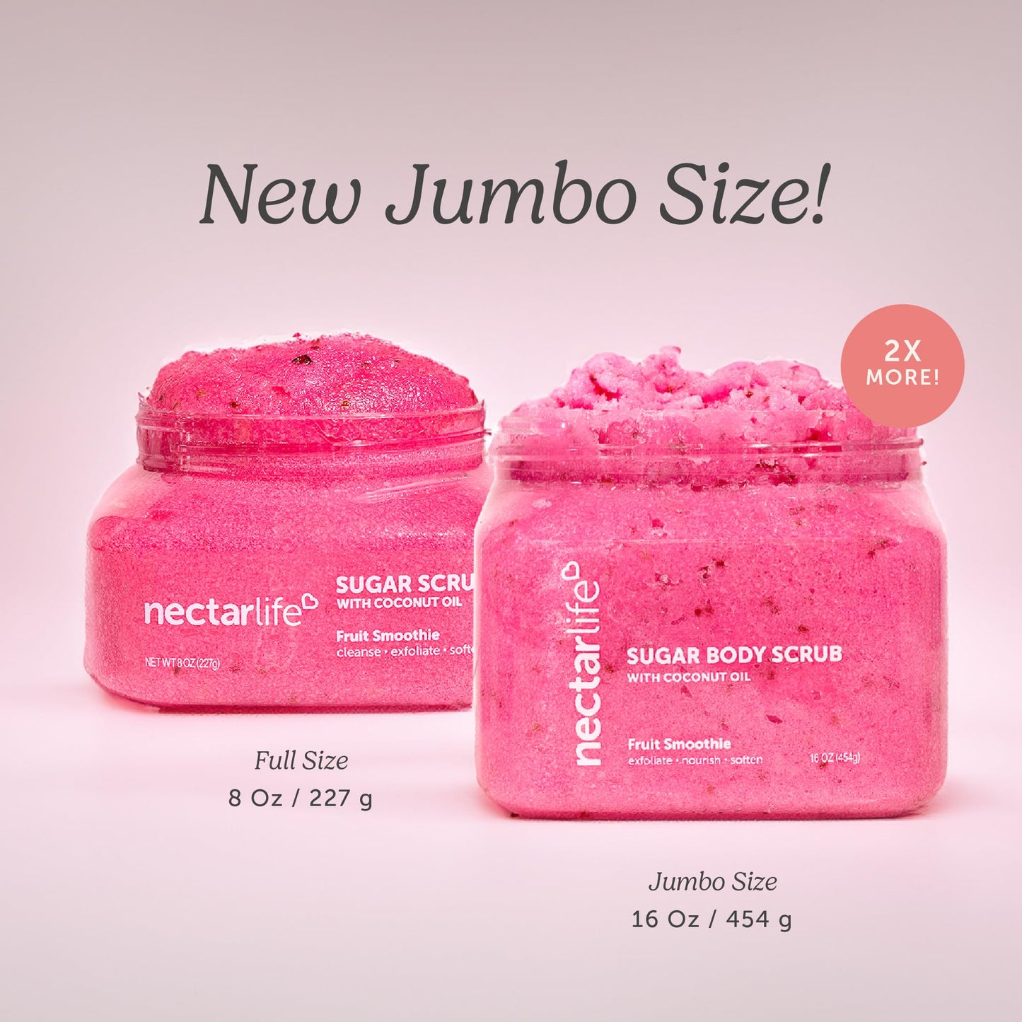 Nectar Life Exfoliating Sugar Scrub – Hydrating Body Scrub with Coconut Oil & Shea Butter (16 oz) | Vegan & Cruelty-Free