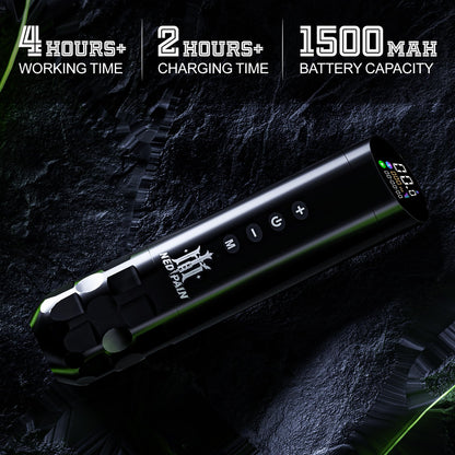 NedPain Wireless Tattoo Kit – Tilted OLED Pen, 8500RPM, 1500mAh Battery