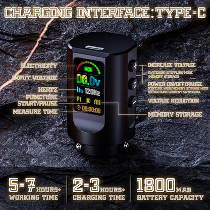 NEDPAIN Pro Wireless Tattoo Kit – 9500RPM, 1800mAh Battery, 7 Stroke Adjustments, RCA & LED Display
