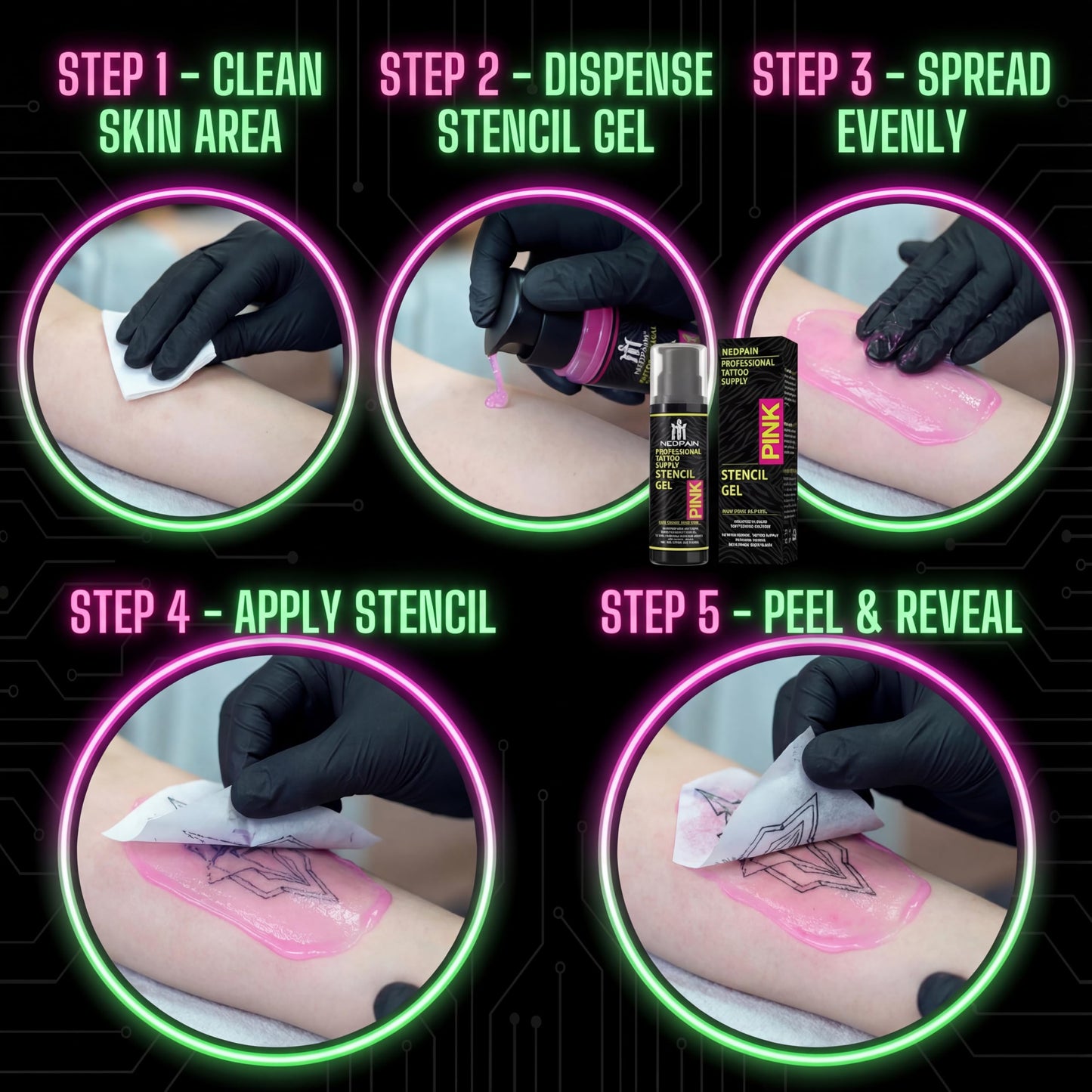 nedpain Pro Tattoo Transfer Gel – 8.4 oz with Pump for Precise Stencil Transfers