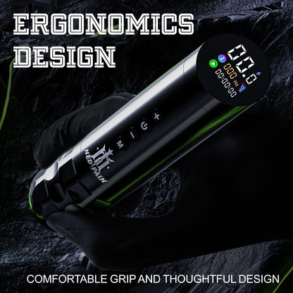 NedPain Wireless Tattoo Kit – Tilted OLED Pen, 8500RPM, 1500mAh Battery