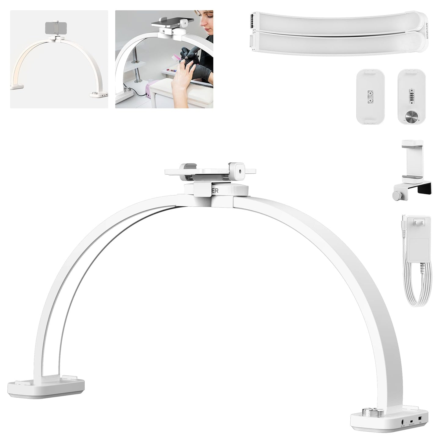 NEEWER Basic HM01-D 29-inch Arc Lamp – Foldable 40W LED Nail & Beauty Light (3000K-6500K)