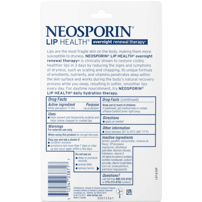 Neosporin Lip Health Overnight Renewal Therapy 0.27 oz (Pack of 8) | Deep Hydration & Renewal