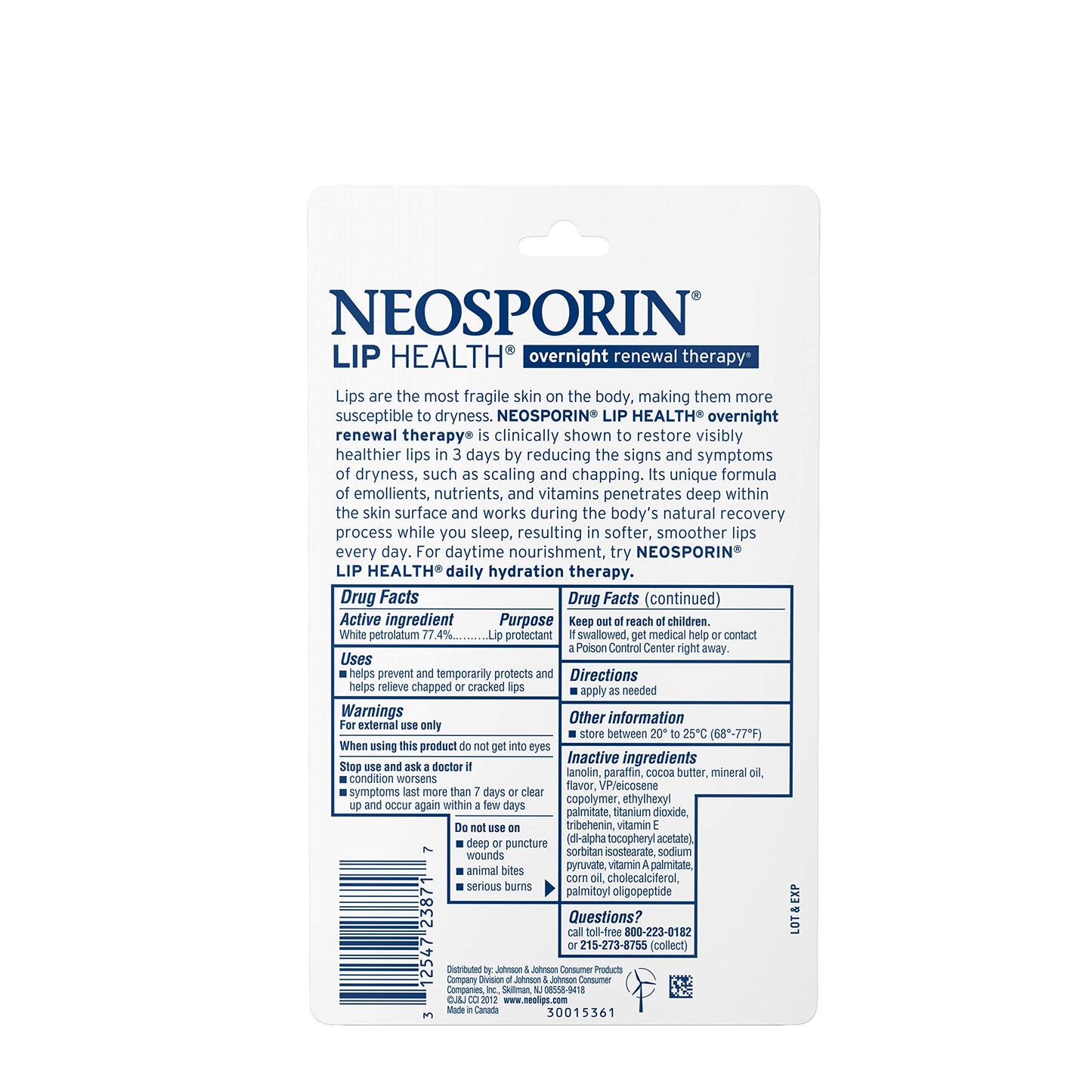Neosporin Lip Health Overnight Renewal Therapy – Pack of 3 (0.27 oz each)
