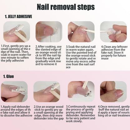 NEUQL Handmade Press On Nails - Long Square, Reusable, Black S | Luxury Nail Kit