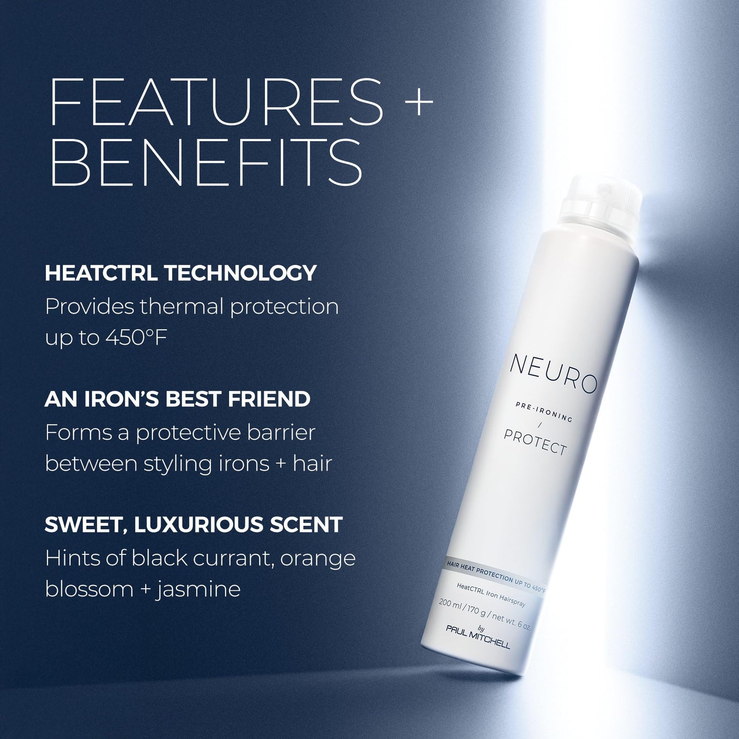 Neuro by Paul Mitchell Protect HeatCTRL Iron Hairspray | Heat Protection Up To 450°F