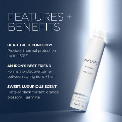 Neuro by Paul Mitchell Protect HeatCTRL Iron Hairspray | Heat Protection Up To 450°F