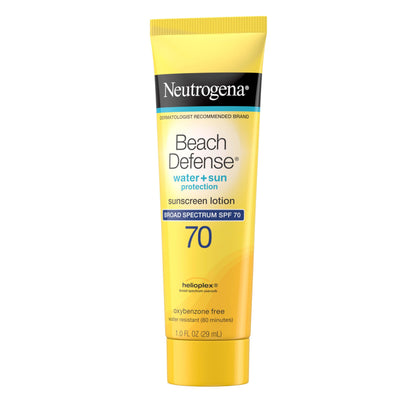 Neutrogena Beach Defense SPF 70 Sunscreen Lotion – Oil-Free, Water-Resistant (1 oz, 48 Pack)