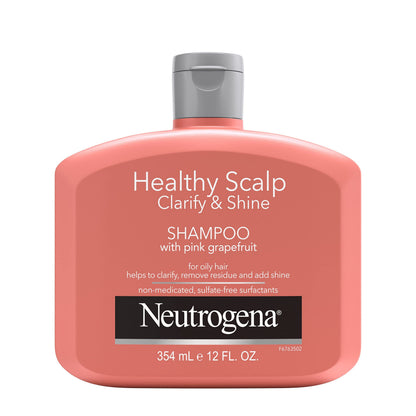 Neutrogena Exfoliating Healthy Scalp Clarifying Shampoo for Oily Hair & Color-Treated Hair | Pink Grapefruit, pH-Balanced, Sulfate-Free, 12 Fl Oz