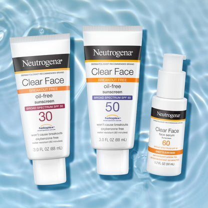 Neutrogena Clear Face Serum Sunscreen SPF 60 – Fragrance-Free, Non-Comedogenic, Water-Resistant 1.7 oz