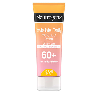 Neutrogena Invisible Daily Defense Sunscreen Lotion SPF 60+ — Broad Spectrum, Water-Resistant, Oxybenzone-Free