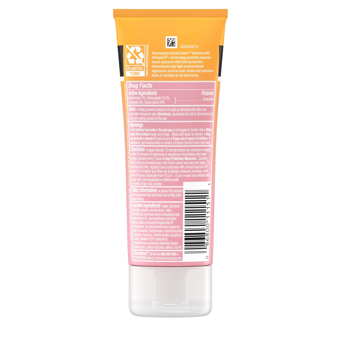 Neutrogena Invisible Daily Defense Sunscreen Lotion SPF 60+ — Broad Spectrum, Water-Resistant, Oxybenzone-Free