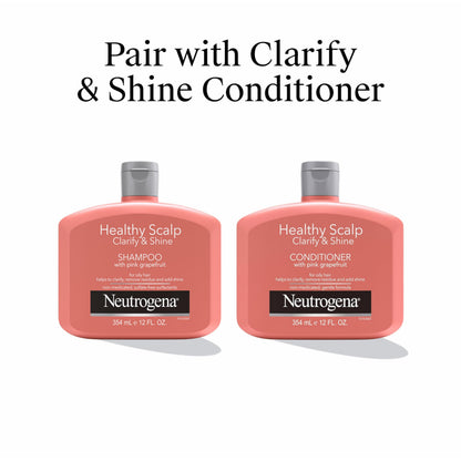 Neutrogena Exfoliating Healthy Scalp Clarifying Shampoo for Oily Hair & Color-Treated Hair | Pink Grapefruit, pH-Balanced, Sulfate-Free, 12 Fl Oz