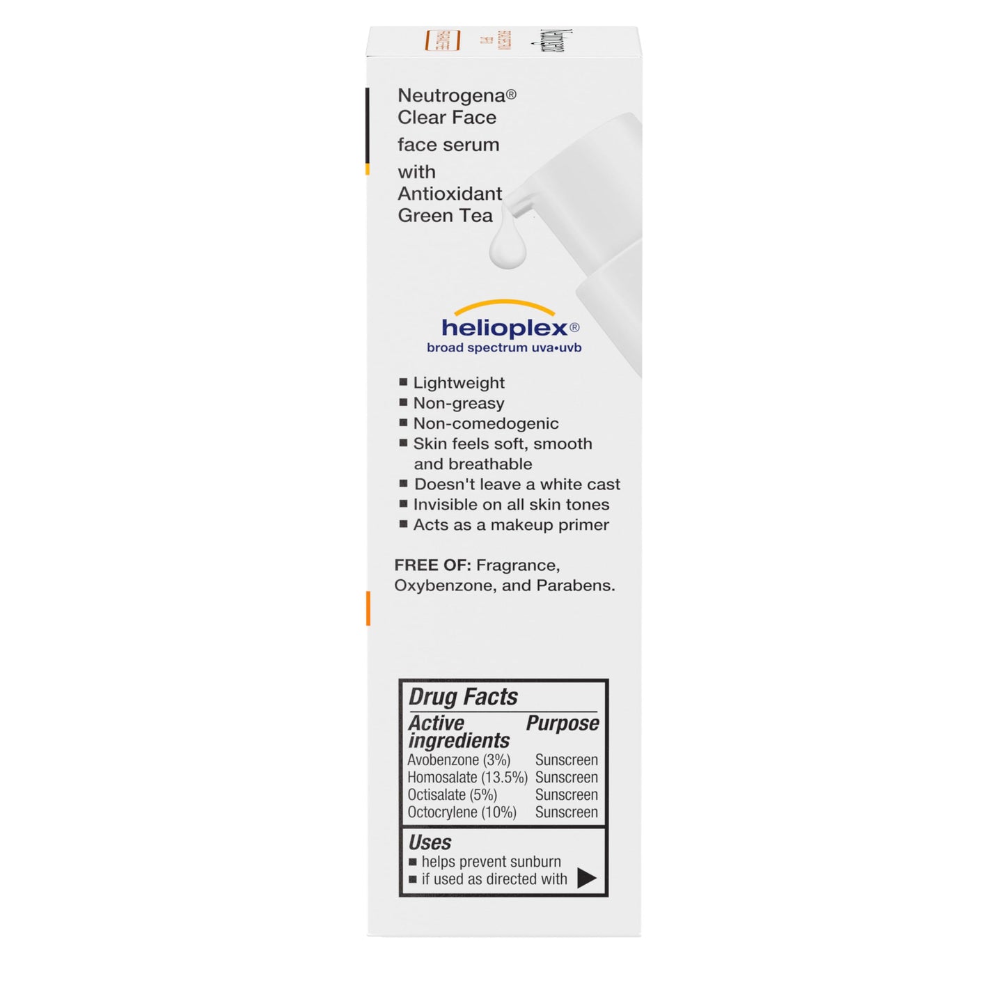 Neutrogena Clear Face Serum Sunscreen SPF 60 – Fragrance-Free, Non-Comedogenic, Water-Resistant 1.7 oz