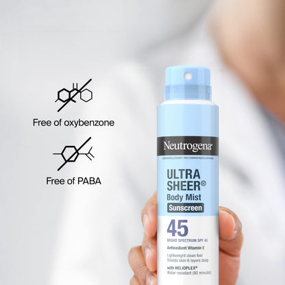 Neutrogena Ultra Sheer Body Mist Sunscreen Spray SPF 45 – Non-Greasy, Water-Resistant 3-Pack (5 oz each)