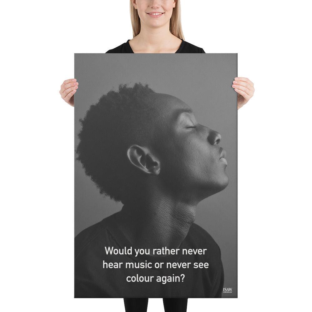 Never Hear Music or Never See Colour - Canvas Print
