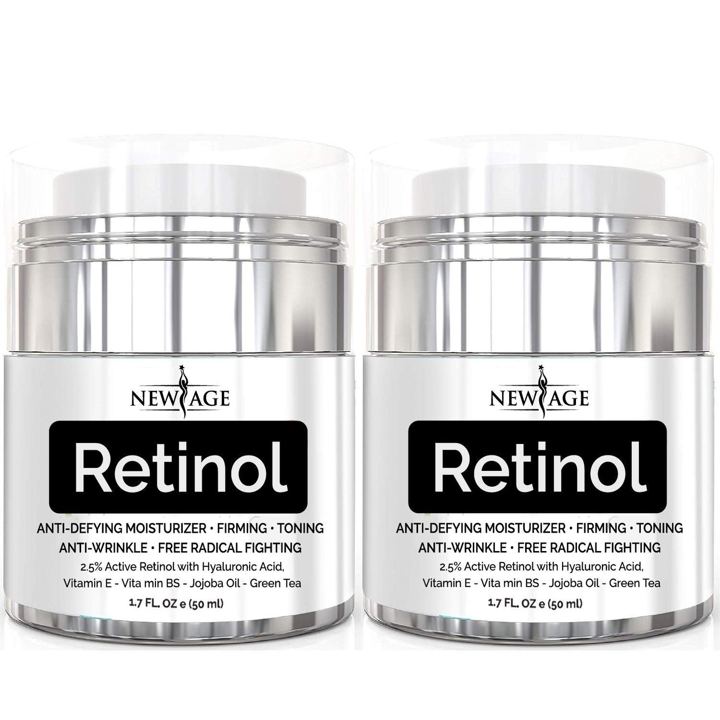 NEW AGE Retinol Cream Neck Facial Moisturizer Serum with Hyaluronic Acid – 2 Pack