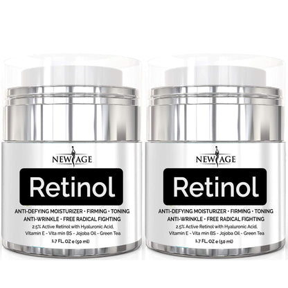 NEW AGE Retinol Cream Neck Facial Moisturizer Serum with Hyaluronic Acid – 2 Pack