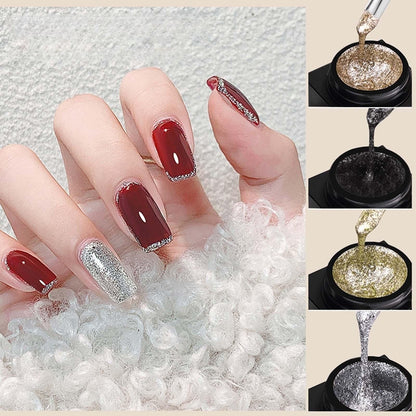 New Irven Silver Metal Glitter Gel Nail Polish – 4-Color Set for DIY Nail Art