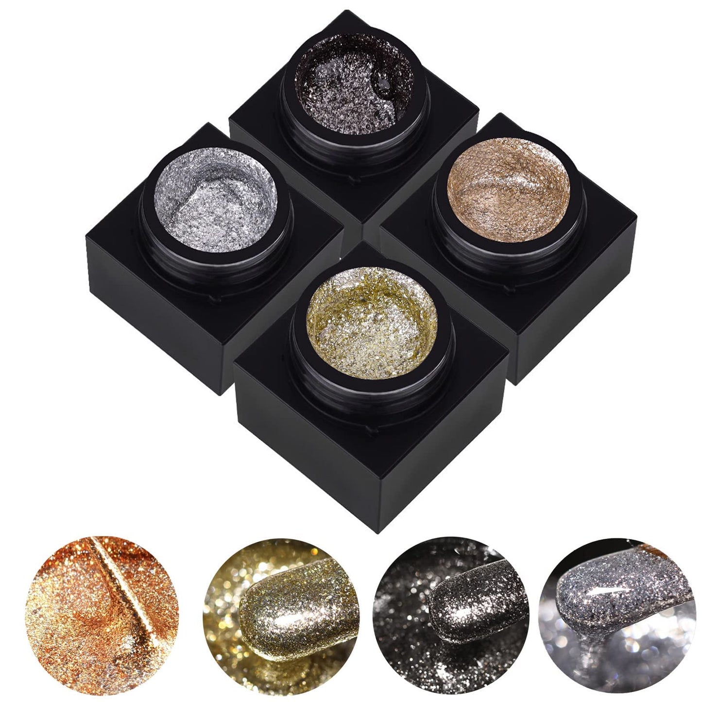 New Irven Silver Metal Glitter Gel Nail Polish – 4-Color Set for DIY Nail Art