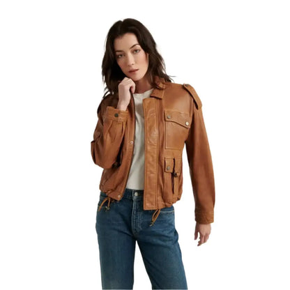 Women’s Brown Leather Jacket – New Stylish Design
