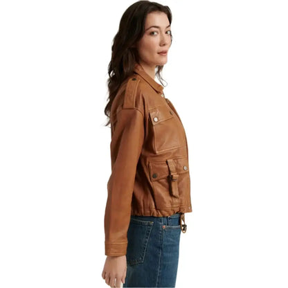 Women’s Brown Leather Jacket – New Stylish Design