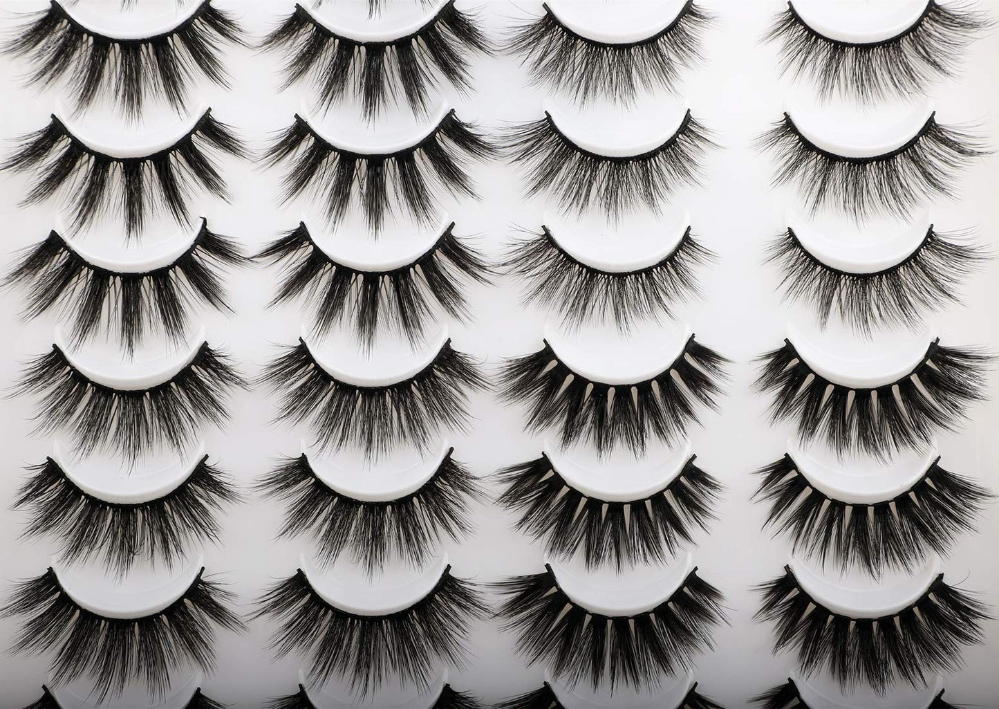 Newcally Faux Mink Lashes Pack – 20 Pairs Dramatic Long Wispy False Eyelashes Wholesale