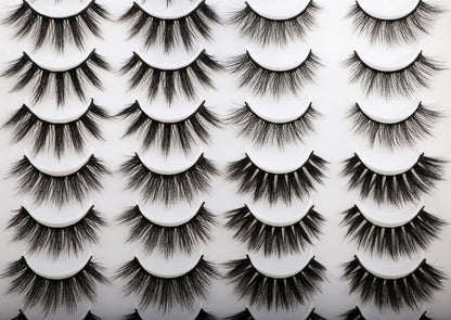 Newcally Faux Mink Lashes Pack – 20 Pairs Dramatic Long Wispy False Eyelashes Wholesale