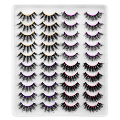 Newcally Faux Mink Lashes Pack – 20 Pairs Dramatic Long Wispy False Eyelashes Wholesale