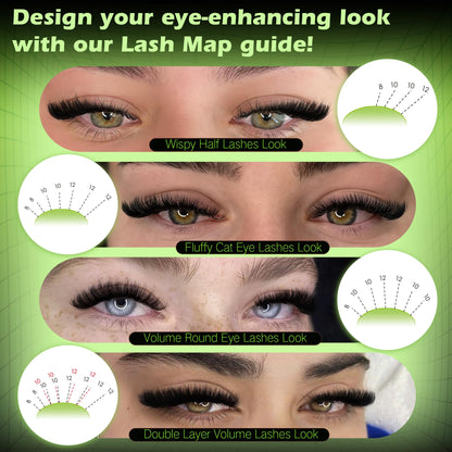 Newcally Volume Lash Clusters Kit 8-12mm – Fluffy 3D D-Curl Short Lashes, 243 Pcs