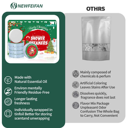 NEWFEIFAN Christmas Shower Steamers 6-Pack – Aromatherapy Spa Gift Set