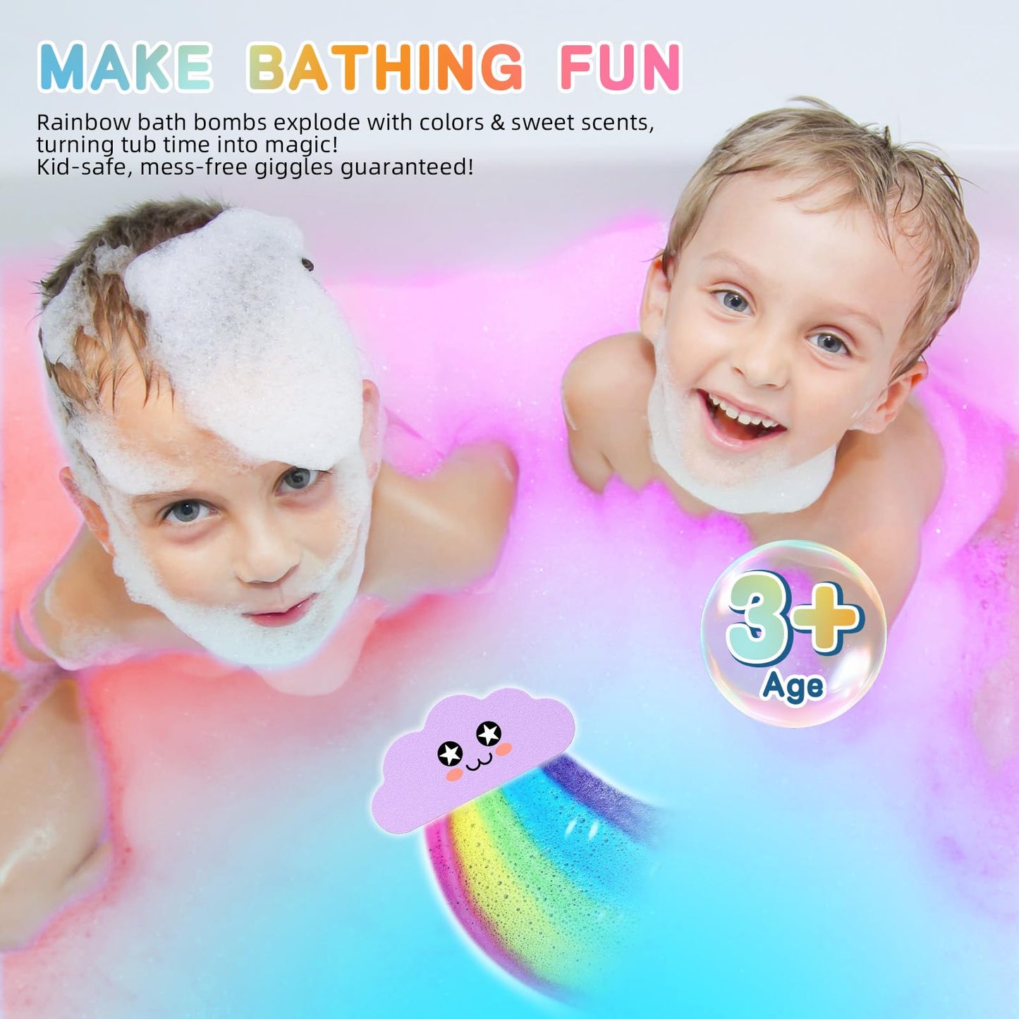 NEWFEIFAN Rainbow Bath Bombs for Kids – Colorful Surprise Bath Toys Set, Safe & Non-Toxic