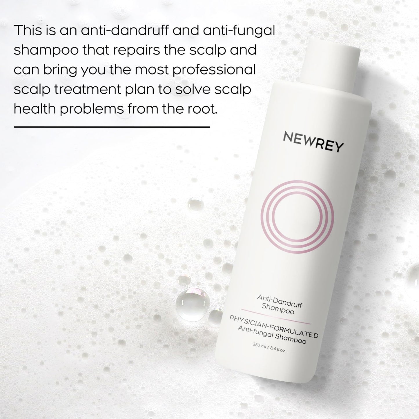 NEWREY 24HR Fast Itch Relief Anti-Fungal Shampoo – Psoriasis, Seborrheic Dermatitis & Folliculitis, Sulfate & Paraben Free, 8.4 fl oz