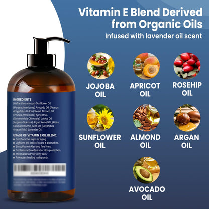 Nexon Botanics Organic Vitamin E Oil Blend – 8 fl oz for Skin, Scar & Face