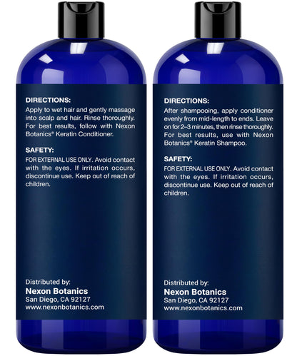 Nexon Botanics Keratin Shampoo & Conditioner Set – 16 fl oz Each | Strength, Moisture & Color Safe
