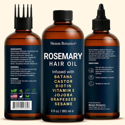 Nexon Botanics Rosemary Oil for Hair Growth – 6 fl oz | Frizz Control & Scalp Refresh