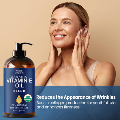 Nexon Botanics Organic Vitamin E Oil Blend – 8 fl oz for Skin, Scar & Face