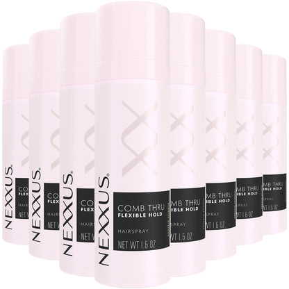 Nexxus Comb Thru Flexible Hold Hairspray – 8-Pack Travel Size, Rose Fragrance, 72-Hour Humidity Shield
