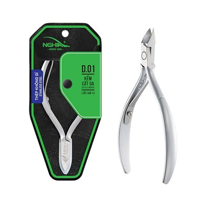 NGHIA Cuticle Nipper D-01 - Stainless Steel, Ergonomic Nail Care Tool