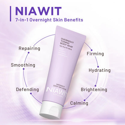NIAWIT Overnight Toning Body Whip – Clinically Tested Night Cream for Firming & Moisturizing Arms, Thighs & Belly | Sleep-Driven Tone Improvement