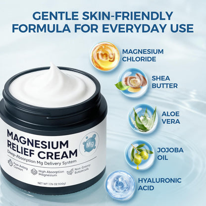 Nichalous Magnesium Joint Relief Cream – Deep Absorption, Fast-Acting, Non-Greasy Lotion (1.76 oz)