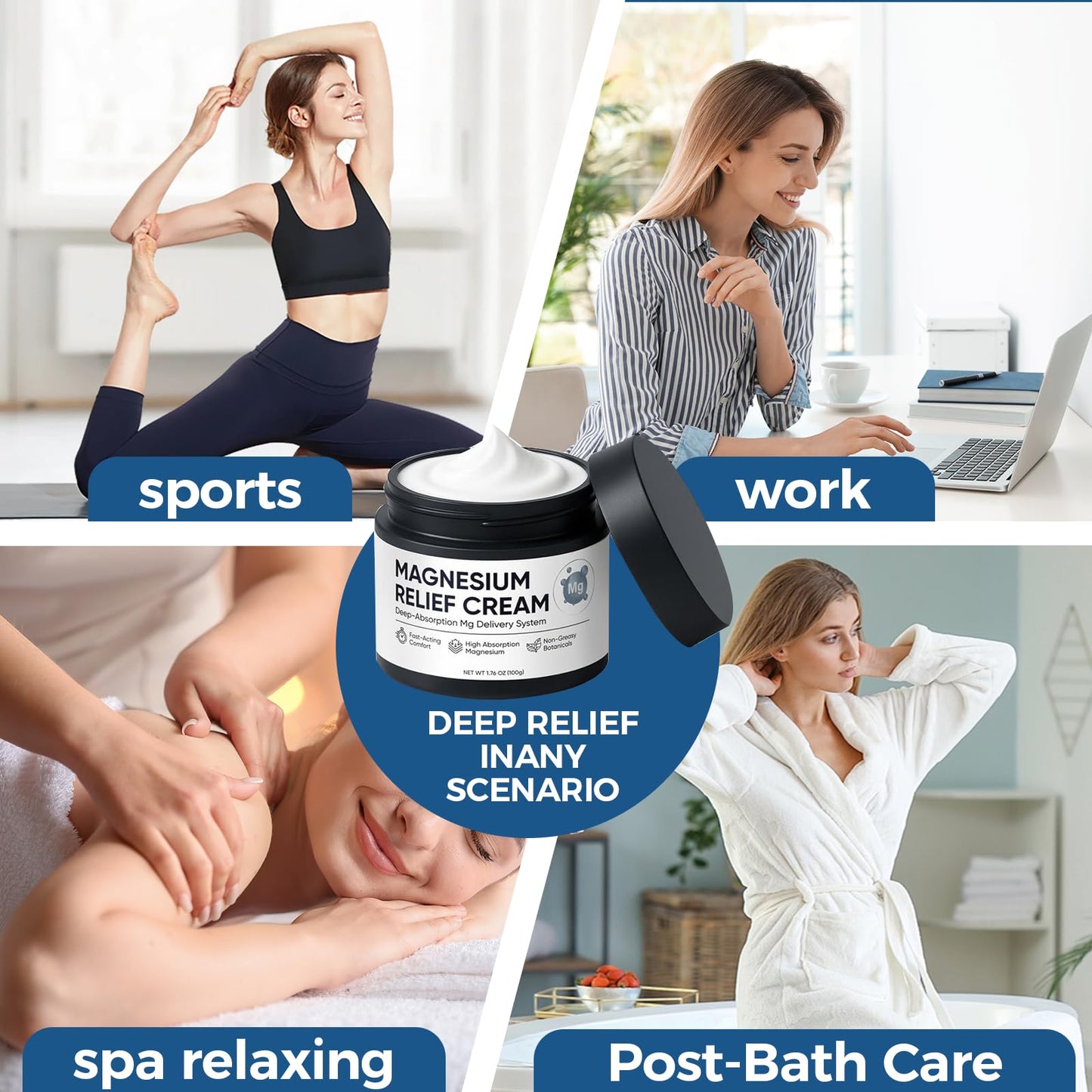 Nichalous Magnesium Joint Relief Cream – Deep Absorption, Fast-Acting, Non-Greasy Lotion (1.76 oz)