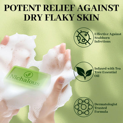 Nichalous 3PCS Tea Tree Soap Bars – Deep Pore Cleansing Foot Soap with Tea Tree Oil, Coconut Oil & Witch Hazel (3.5 oz each)