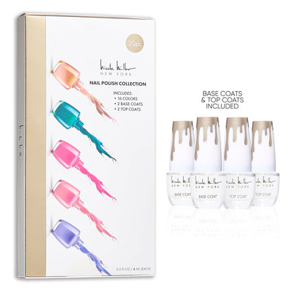Nicole Miller New York 20-Piece Gel Nail Polish Set – Glossy Colors for Women & Teens